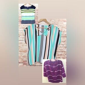 Striped Multicolor Women's Blouse Bundle Set